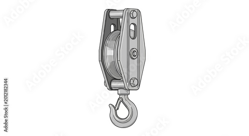 Obraz na plátne Detailed Illustration of a Single Pulley System with Hook.