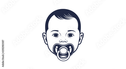 Tablou pe pânză Baby with pacifier in mouth closeup.