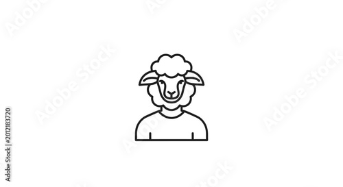 Photography Sheep Head Human Body Icon - Concept of Disguise, Individuality, or Deception