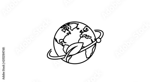 Foto Globe with Satellite Orbiting Around Earth.