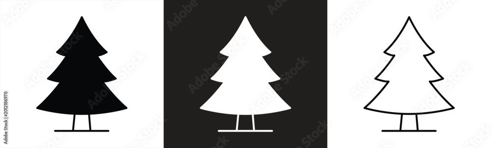 Fototapeta premium Icon set of spruce trees, representing conifers, forests, and nature. Vector illustration