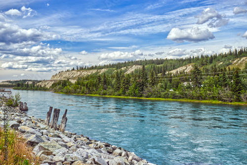 Tableau sur toile A beautiful evening by the Yukon river in downtown WH