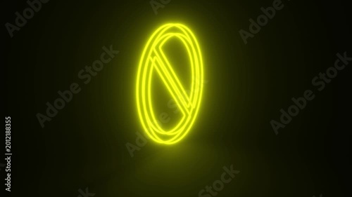 Not Approved Symbol Yellow Color Mark Glowing and Rotating on Black Background