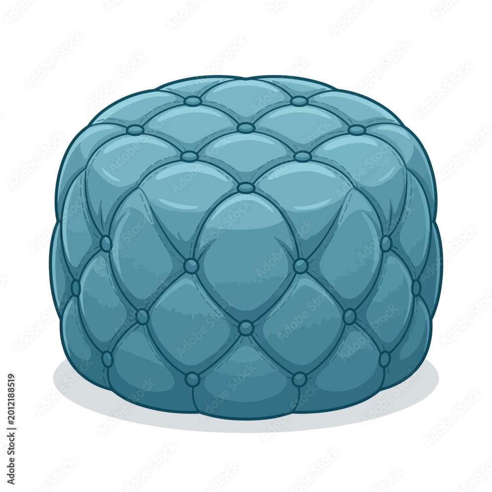 Fototapeta premium Tufted Round Ottoman Padded Footstool