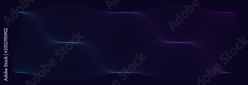 Canvas-taulu Futuristic undulating particle grid with glowing gradient dots on a dark backgro