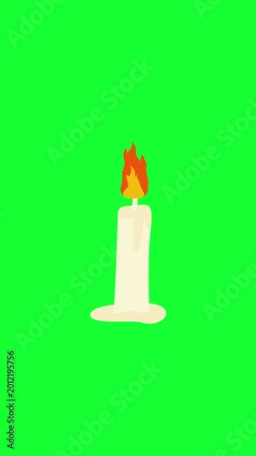 Burning Candle Light Animation On Green Screen