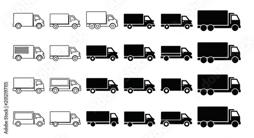 Collection of Truck Icons and Silhouettes - Delivery and Logistics