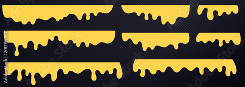 Foto Set of melting yellow liquid drips