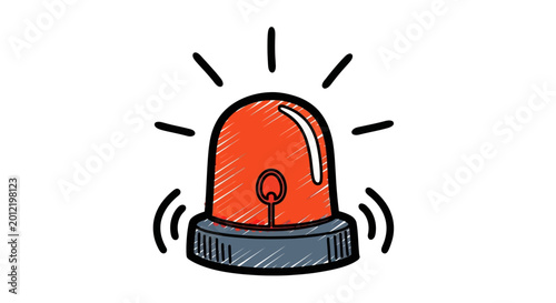 Schilderij op canvas Emergency siren light, warning beacon icon, red alert signal, vector illustratio