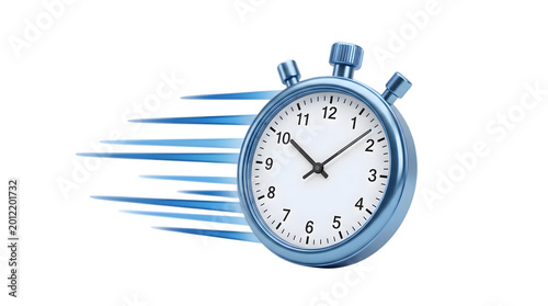 Speed and time concept stopwatch with motion trails isolated on transparent background