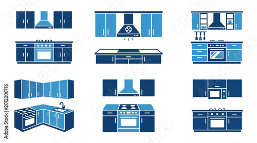 Collection of kitchen design blueprints.