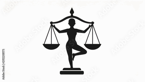Schilderij op canvas Woman Balancing Scales Justice Illustration Silhouette.
