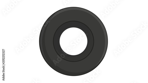 Stylized black rubber tire or washer shape on a white background