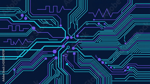 Tableau sur toile Circuit Board Electronic Components Closeup.
