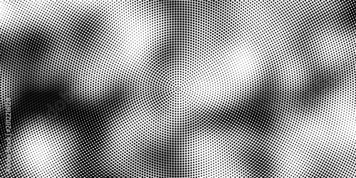 Dotted halftone gradient texture. Vanishing polka dot background. Repeating dots gradation pattern background. Black fading comic pop art overlay backdrop. Raster effect wallpaper. Vector halftone