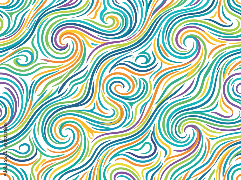 Obraz premium Colorful Swirling Wave Pattern with Curved Lines for Decorative Background