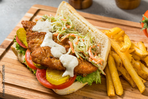 Homemade Fish Po Boy Sandwich