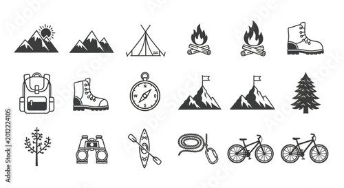 Fotografija Camping and outdoor adventure icons.