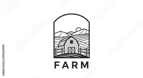 Foto Farm logo with barn illustration.