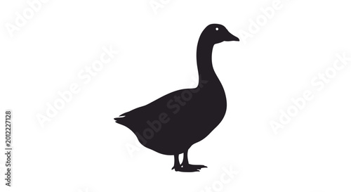 Tableau sur toile Black silhouette of a duck standing.