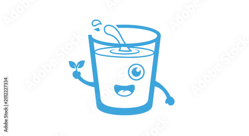 Canvas Print Cartoon glass of water smiling.