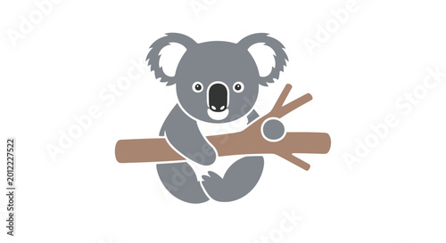 Canvas Print Cute Koala Bear Sitting on Tree.