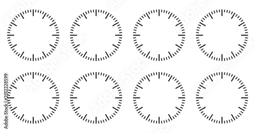 Foto Circle watch face vector illustration featuring clock scale numbers, timer layou