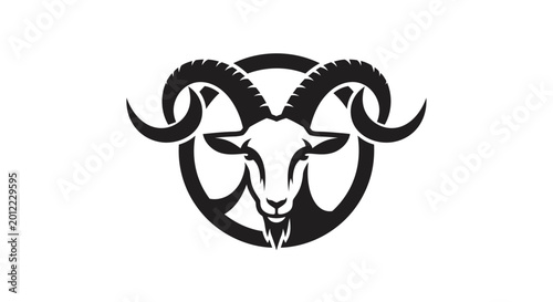 Bild auf Leinwand Black and white ram head logo.