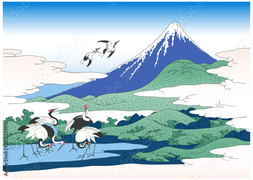 浮世絵　富嶽三十六景 相州梅沢左
のイメージイラスト1