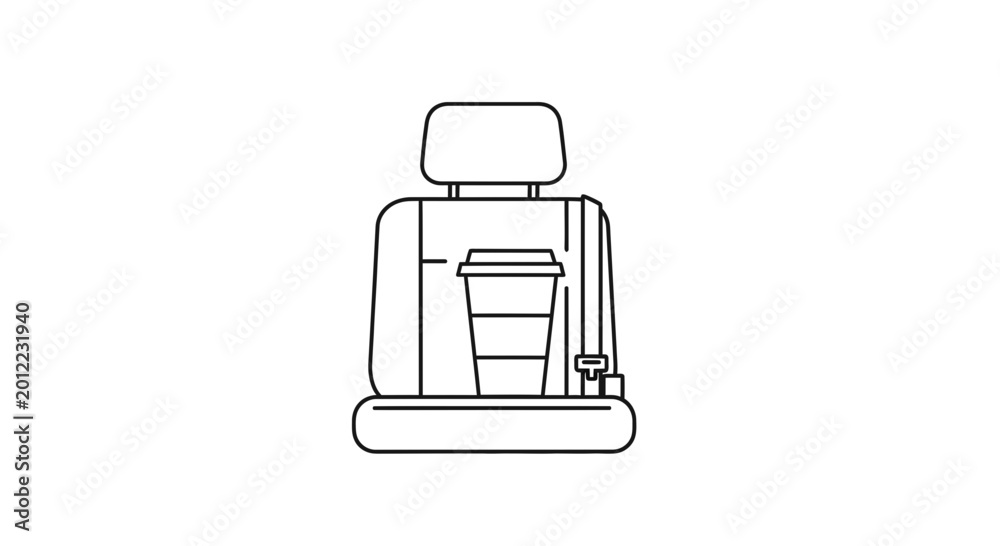 Obraz premium Car Seat with Coffee Cup Icon - Travel and Commute Concept