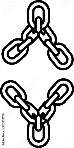 Linked metal chain links forming symmetrical geometric shapes
