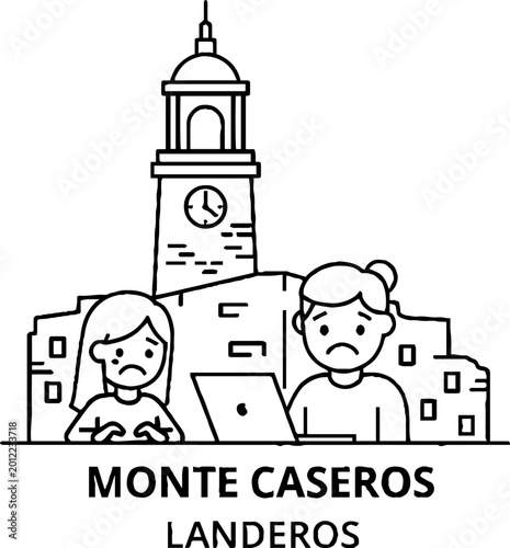 Sad Students with Laptop Near Clock Tower