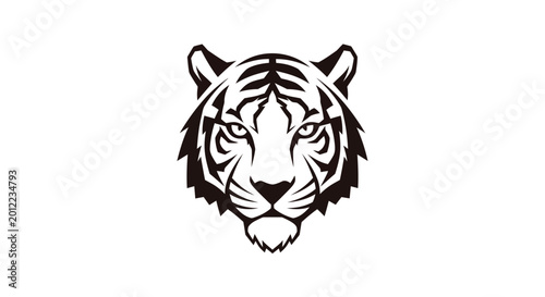 Foto Black and white tiger face closeup.