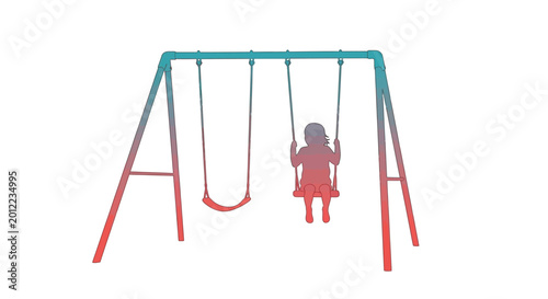Fotografi Child Playing on Swing Set Alone.