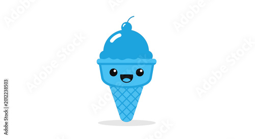 Canvastavla Blue Ice Cream Cone Cartoon Character.