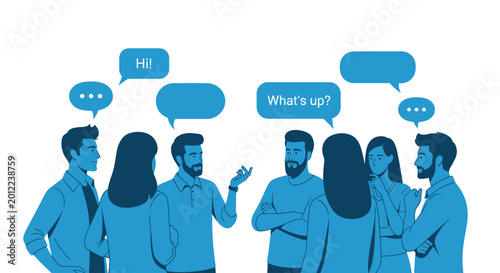 Photos Diverse group of people communicating.
