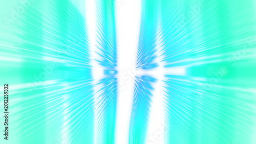 Konstfotografi Cyan convergent zoom burst light rays with central vertical band on transparent
