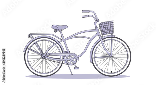 Obraz na płótnie Lavender cruiser bicycle with front basket and rear rack