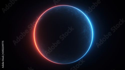Futuristic Glowing Gradient Sphere on Black Background