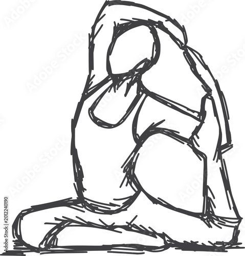 Hand Drawn Mermaid Yoga Pose