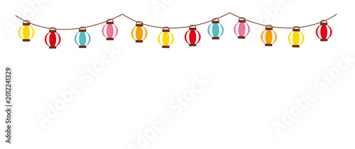 Cuadro en lienzo カラフルな提灯のイラスト背景素材|デコレーション向け素材/Colorful lantern illustration background material