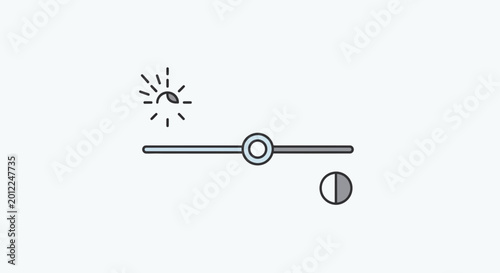 Photos Brightness slider with sun and moon icons, graphic design for contrast and light