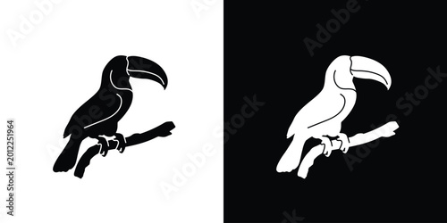 Fotografie Toucan icon vector, toucan silhouette, black and white silhouette, flat solid lo