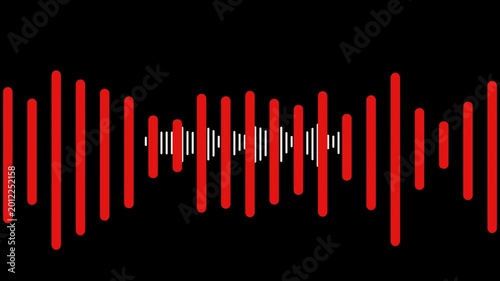 audio waves rhythm isolated on black background. audio wave visualization voice record, line audio wave visualization transparent background, Sound Wave Animated In black Background. 