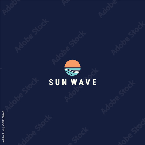 Sun wave logo style icon design template vector illustration