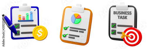 3D Business Task Checklist Icon for corporate presentation business management and productivity business element design concept
