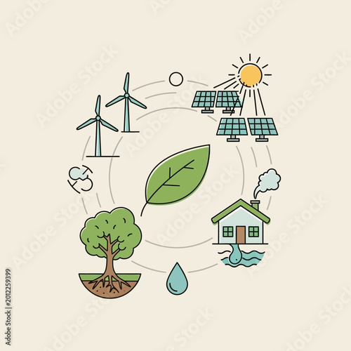 Sustainable energy sources and environmental protection concept.