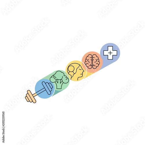 Healthy Lifestyle Elements Represented by Icons.