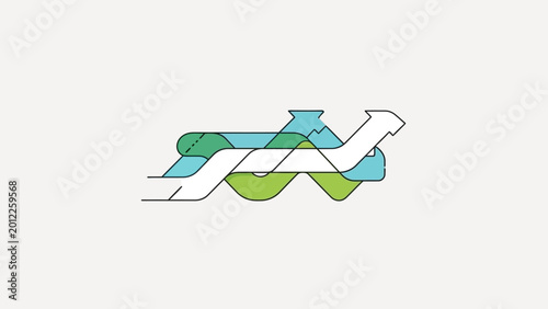 Abstract Intertwined Arrows and Shapes Representing Growth.