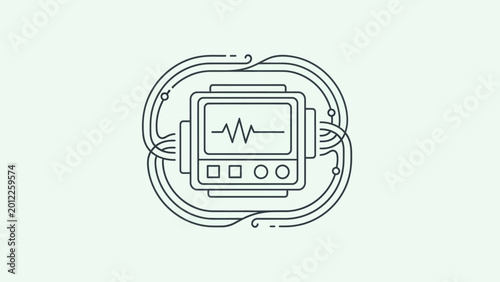 Medical Monitor Heartbeat Waveform Technology Icon.